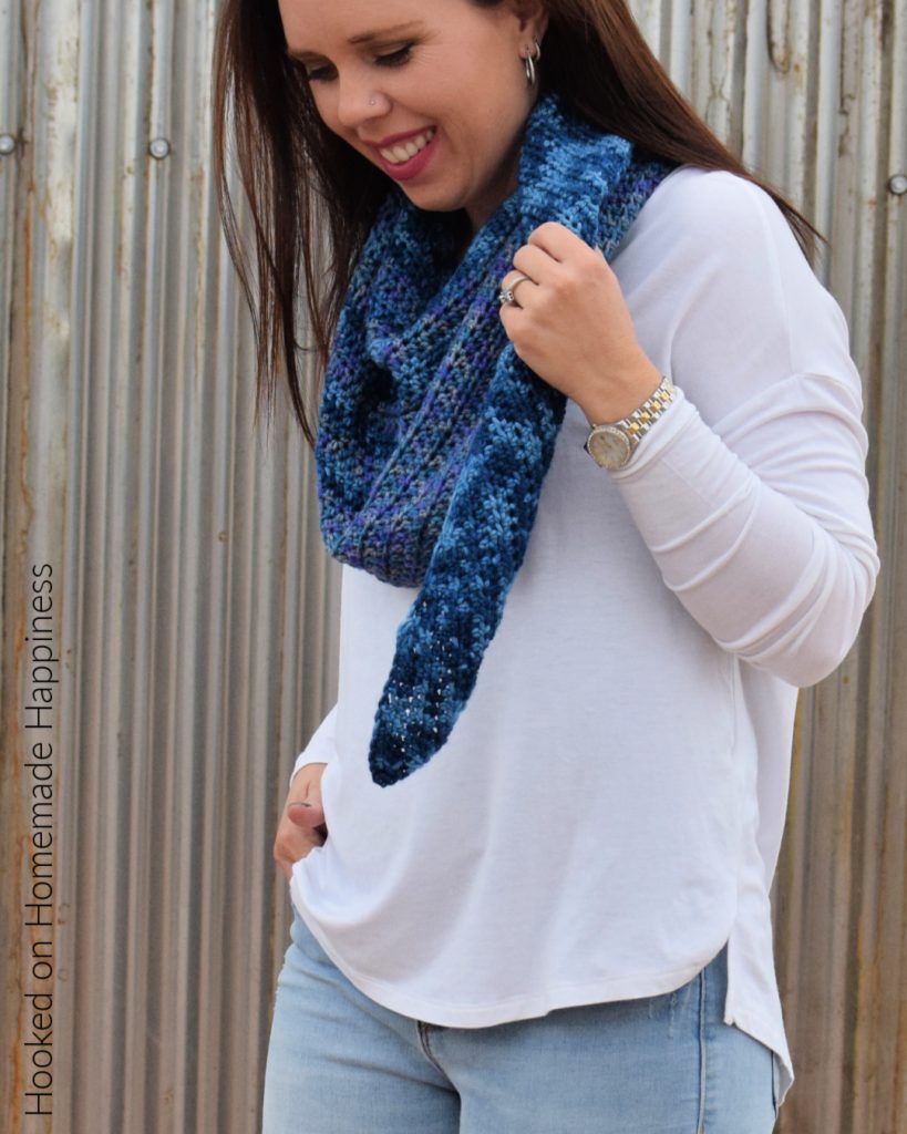 Waterfall Shawl Crochet Pattern - The Waterfall Shawl Crochet Pattern is a quick make that's all half double crochet! It's a great boomerang style shawl that is beginner level.