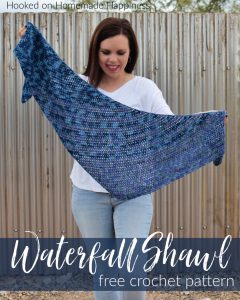 Waterfall Shawl Crochet Pattern - The Waterfall Shawl Crochet Pattern is a quick make that's all half double crochet! It's a great boomerang style shawl that is beginner level.