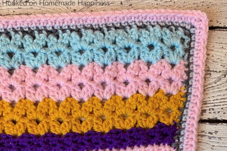 We made it to the Simple Crochet Blanket Border! This is the last week for the Stitch Sampler Scrapghan CAL! Can you believe it? Thank you SO MUCH for joining me in this event!