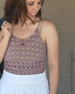 Lace Cami Crochet Pattern - This Lace Cami Crochet Pattern is a simple 2 row repeat! It looks so cute layer with a jacket for spring & summer.