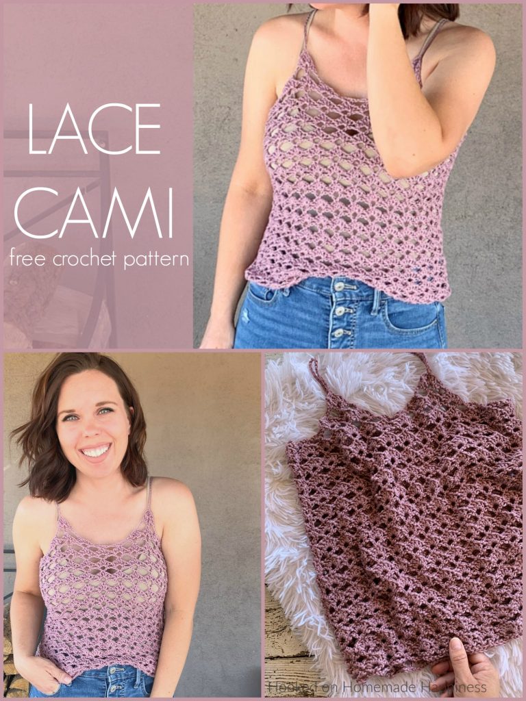 Lace Cami Crochet Pattern - This Lace Cami Crochet Pattern is a simple 2 row repeat! It looks so cute layer with a jacket for spring & summer.