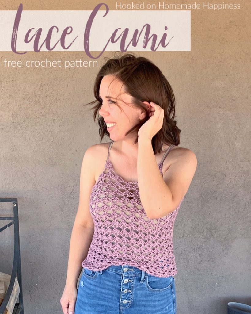 Lace Cami Crochet Pattern - This Lace Cami Crochet Pattern is a simple 2 row repeat! It looks so cute layer with a jacket for spring & summer.