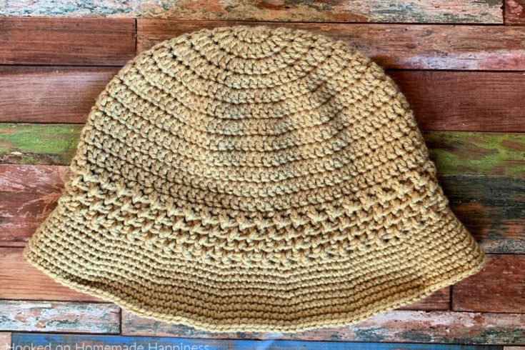 Basketweave Brim Bucket Hat Crochet Pattern - The Basketweave Bucket Hat Crochet Pattern starts as a basic double crochet beanie with a cute textured brim - perfect for summer!