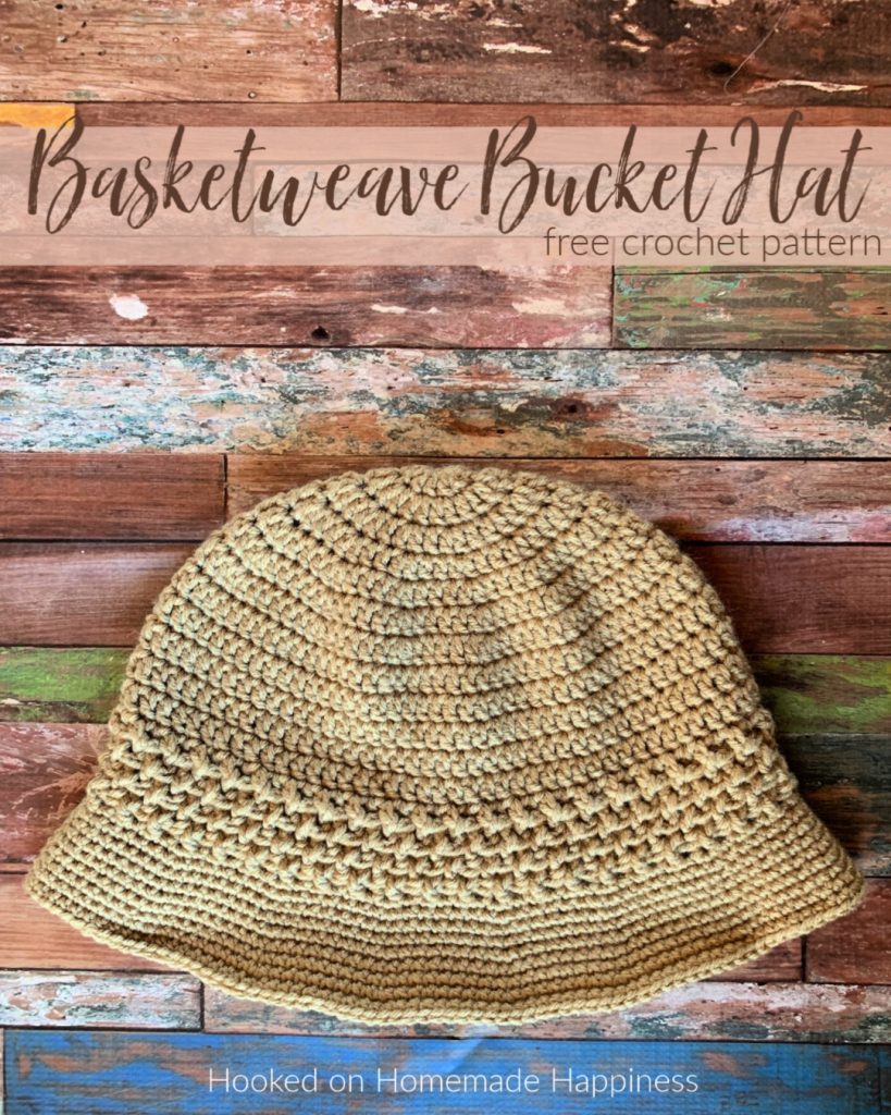 Basketweave Brim Bucket Hat Crochet Pattern - The Basketweave Bucket Hat Crochet Pattern starts as a basic double crochet beanie with a cute textured brim - perfect for summer!