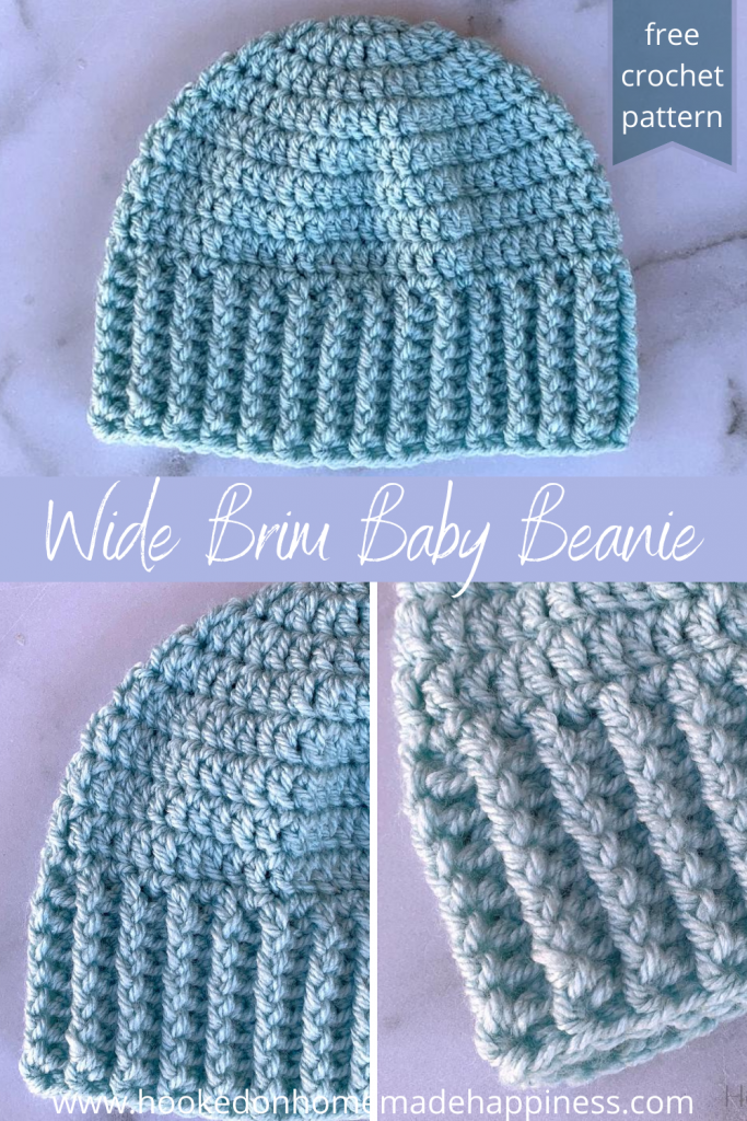 Wide Brim Baby Beanie Crochet Pattern - The Wide Brim Baby Hat Crochet Pattern is a super quick & easy pattern. The stretchy ribbing will be nice and cozy around a little one's ears!