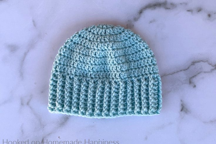 Wide Brim Baby Beanie Crochet Pattern - The Wide Brim Baby Hat Crochet Pattern is a super quick & easy pattern. The stretchy ribbing will be nice and cozy around a little one's ears!