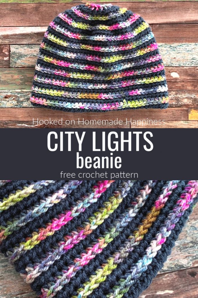 City Lights Beanie Crochet Pattern - The City Lights Beanie Crochet Pattern uses one of my favorite stitch techniques, HDC in the 3rd loop.