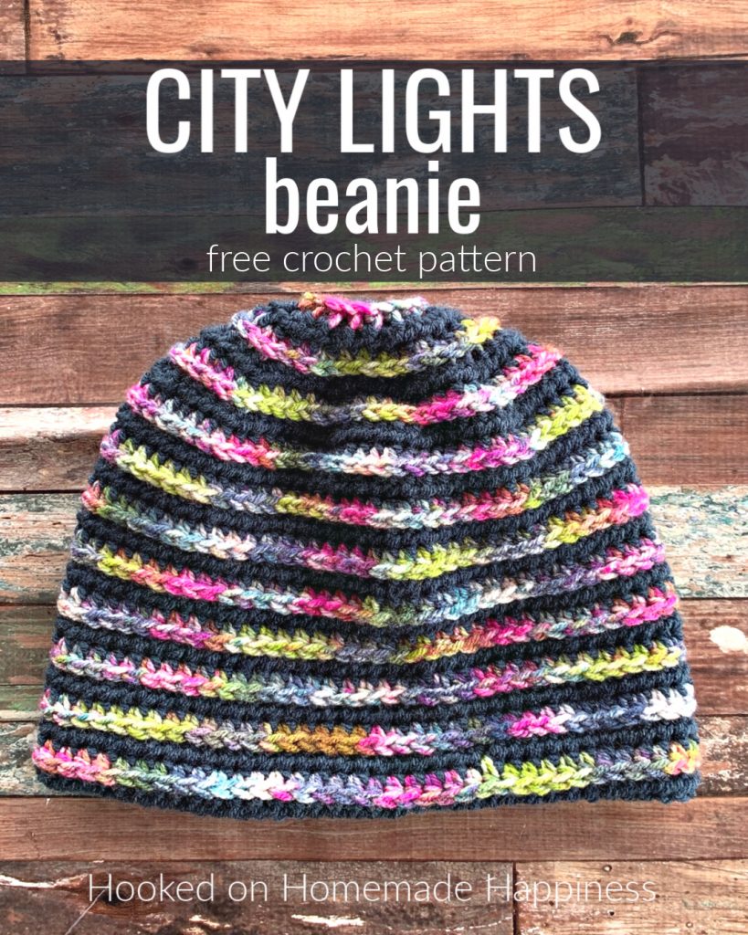 City Lights Beanie Crochet Pattern - The City Lights Beanie Crochet Pattern uses one of my favorite stitch techniques, HDC in the 3rd loop. 