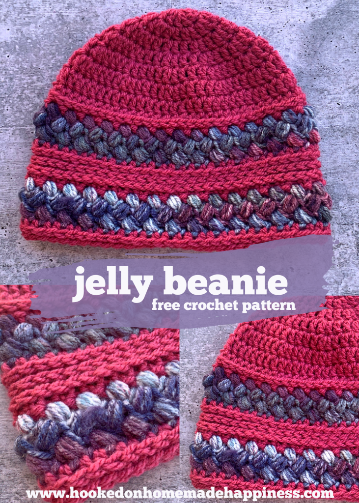 Jelly Beanie Crochet Pattern - The Jelly Beanie Crochet Pattern uses a fun stitch called the Bean Stitch! I love puff stitches and this is a great variation.