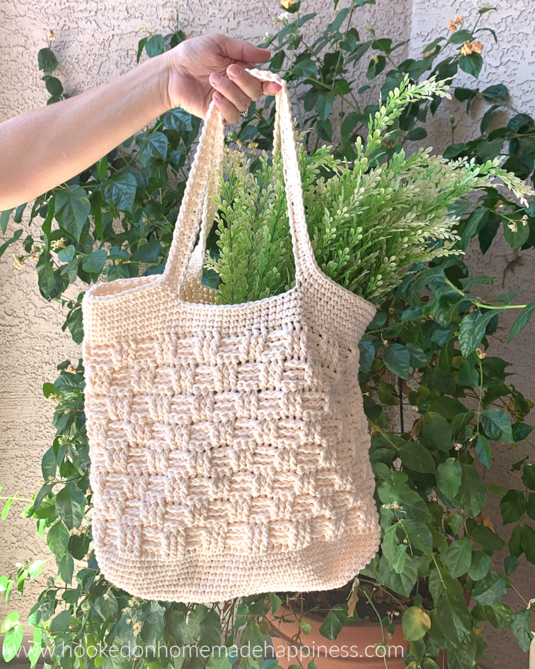 Basketweave Market Bag Crochet Pattern Hooked on Homemade Happiness