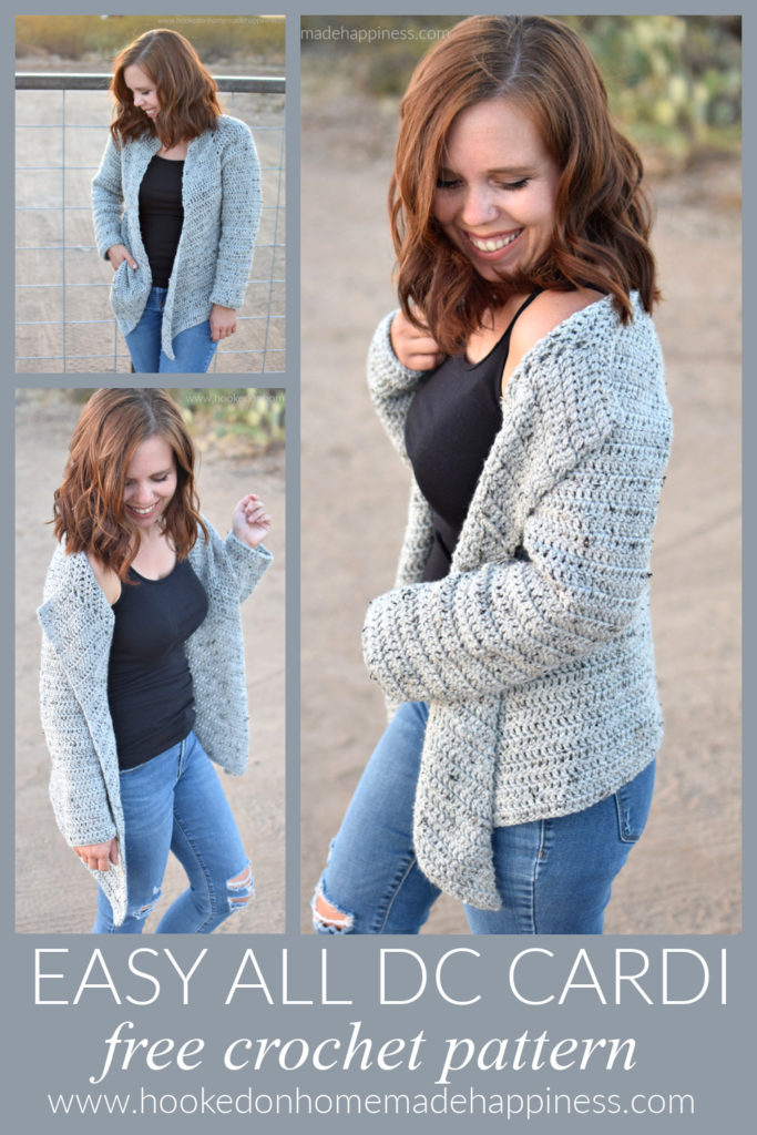 Easy All DC Cardi Crochet Pattern -The Easy All DC Cardi Crochet Pattern is just that! Easy & all double crochet! There isn't any sewing, cuffs, or collars. Just a simple, no fuss sweater using a basic, beginner stitch.