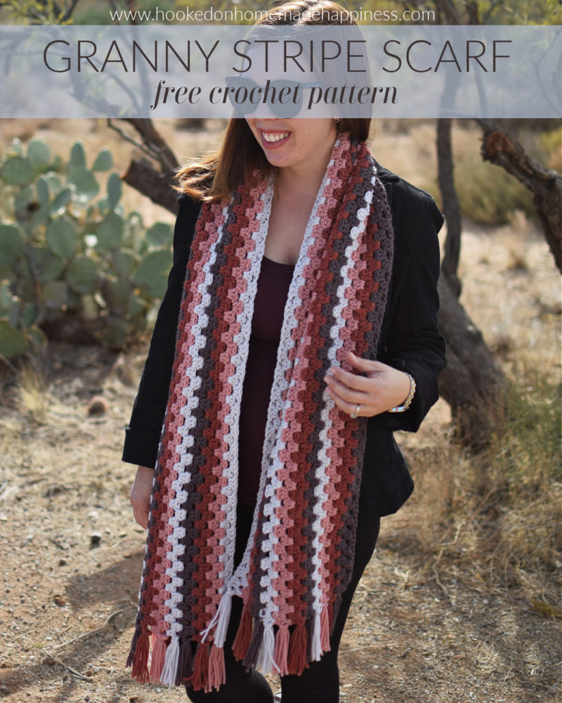 Easy scarf pattern Granny Stripe Tassel Scarf Pattern Crochet scarf