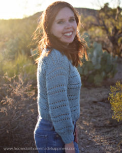 Kindred Sweater Crochet Pattern- The Kindred Sweater Crochet Pattern is my new favorite sweater! It uses a fun and easy stitch combination. I used double crochet, chain stitches, and the berry stitch to create this texture.