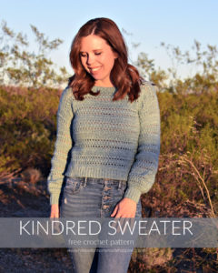 Kindred Sweater Crochet Pattern - The Kindred Sweater Crochet Pattern is my new favorite sweater! It uses a fun and easy stitch combination. I used double crochet, chain stitches, and the berry stitch to create this texture.