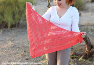 Offset Filet Triangle Scarf Crochet Pattern - The Offset Filet Triangle Scarf Crochet Pattern has a fun design that is easily made with an 8 row repeat!