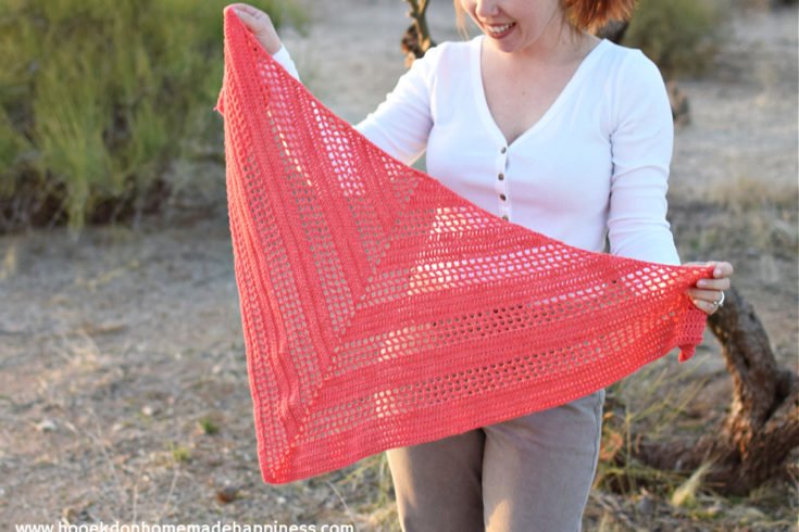 Offset Filet Triangle Scarf Crochet Pattern - The Offset Filet Triangle Scarf Crochet Pattern has a fun design that is easily made with an 8 row repeat!