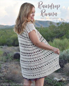 Raindrop Ruana Crochet Pattern - The Raindrop Ruana Crochet Pattern has a unique stitch combination and a simple all-in-one construction. This lightweight piece is perfect for layering on a warm evening out.