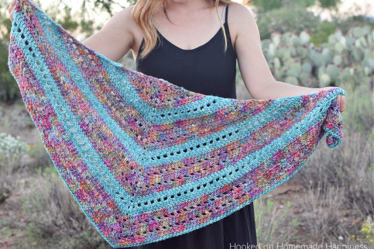 Stained Glass Triangle Wrap Crochet Pattern - The Stained Glass Triangle Wrap Crochet Pattern is a beginner level shawl. The only stitches needed are double crochet and chain stitch! I love how those two simple stitches can create such a pretty design.