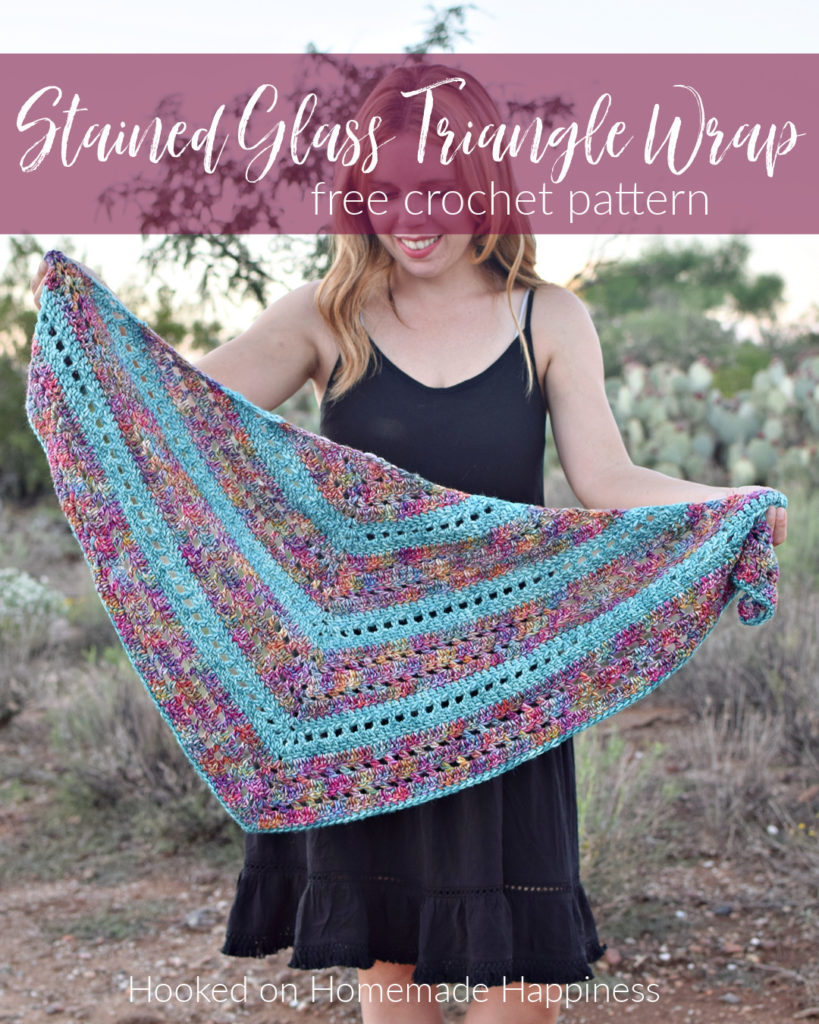 Stained Glass Triangle Wrap Crochet Pattern - The Stained Glass Triangle Wrap Crochet Pattern is a beginner level shawl. The only stitches needed are double crochet and chain stitch! I love how those two simple stitches can create such a pretty design.