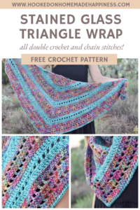 Stained Glass Triangle Wrap Crochet Pattern - The Stained Glass Triangle Wrap Crochet Pattern is a beginner level shawl. The only stitches needed are double crochet and chain stitch! I love how those two simple stitches can create such a pretty design.