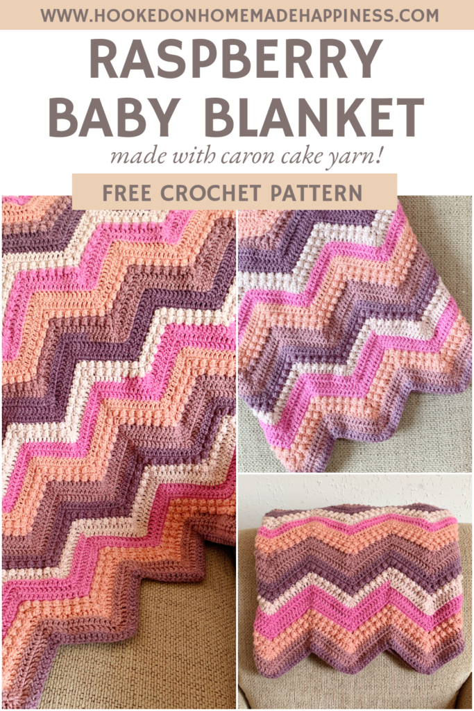 Raspberry Baby Blanket Crochet Pattern - The Raspberry Baby Blanket Crochet Pattern has a classic chevron stripe pattern with some fun berry stitches mixed in!