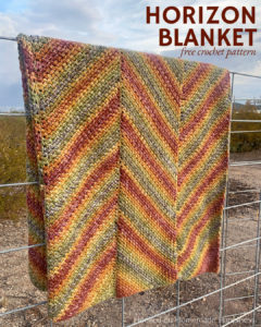 Horizon Blanket Crochet Pattern - is blanket is worked in long panels that are sewn together to create this chevron or zig-zag look.