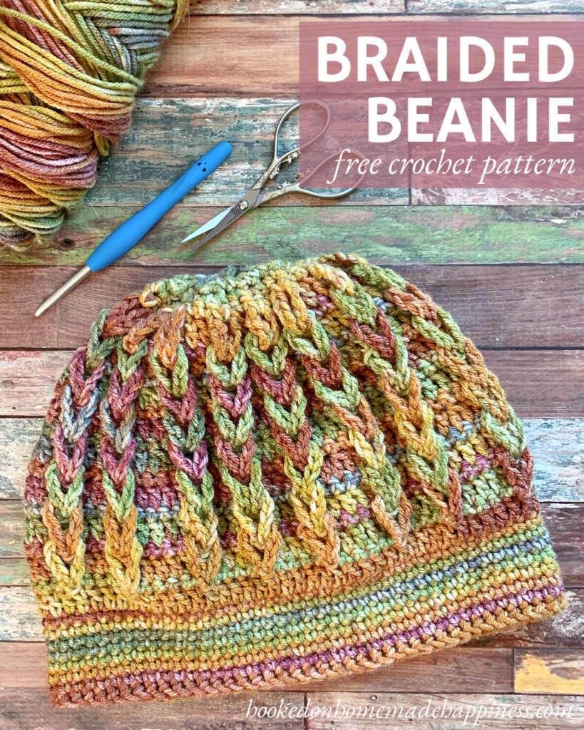 Braided Beanie Crochet Pattern - The Braided Beanie Crochet Pattern uses a fun stitch called the Jacob's Ladder Stitch. It has a faux cable look that is so easy to create!