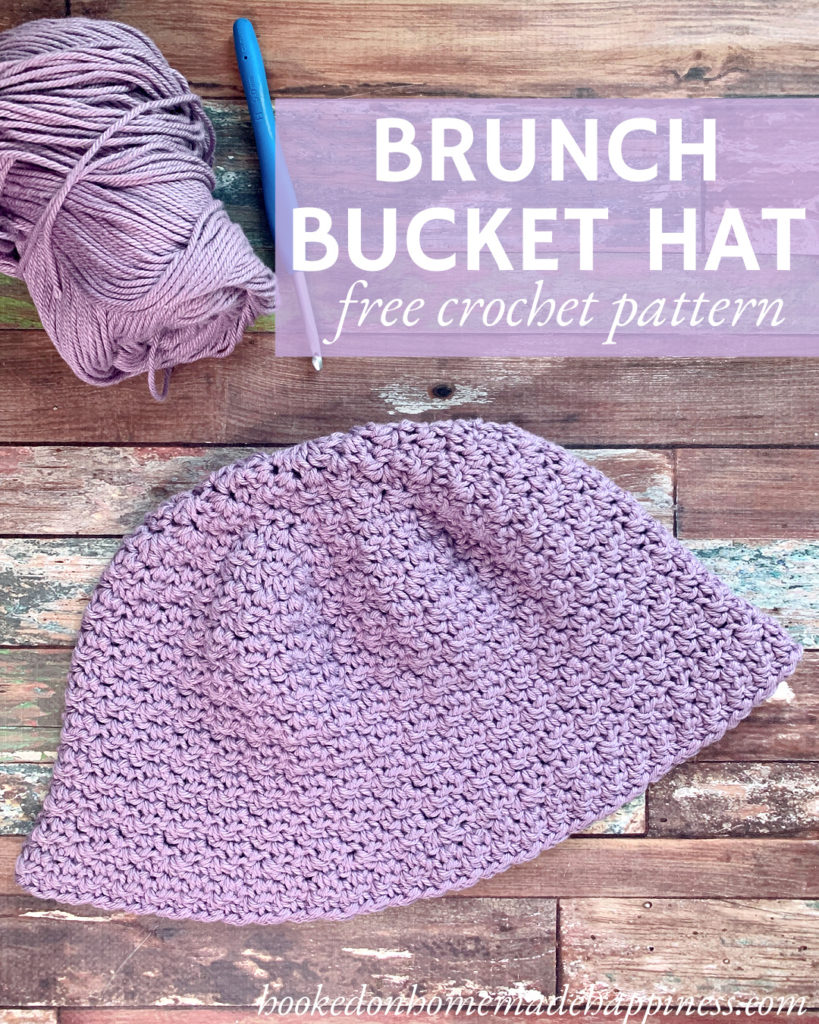 Brunch Bucket Hat Crochet Pattern - The Brunch Bucket Hat Crochet Pattern has a simple textured look with s subtle flared brim. This combined with cotton yarn makes it perfect for summer days. The long brim also makes this hat great for donation to your local cancer center.