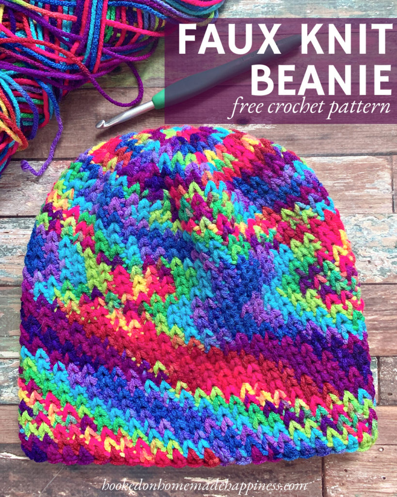 Faux Knit Beanie Crochet Pattern - This Faux Knit Beanie Crochet Pattern uses a stitch that makes your crochet look like knitting! I love this stitch because it creates a thick fabric with full coverage.