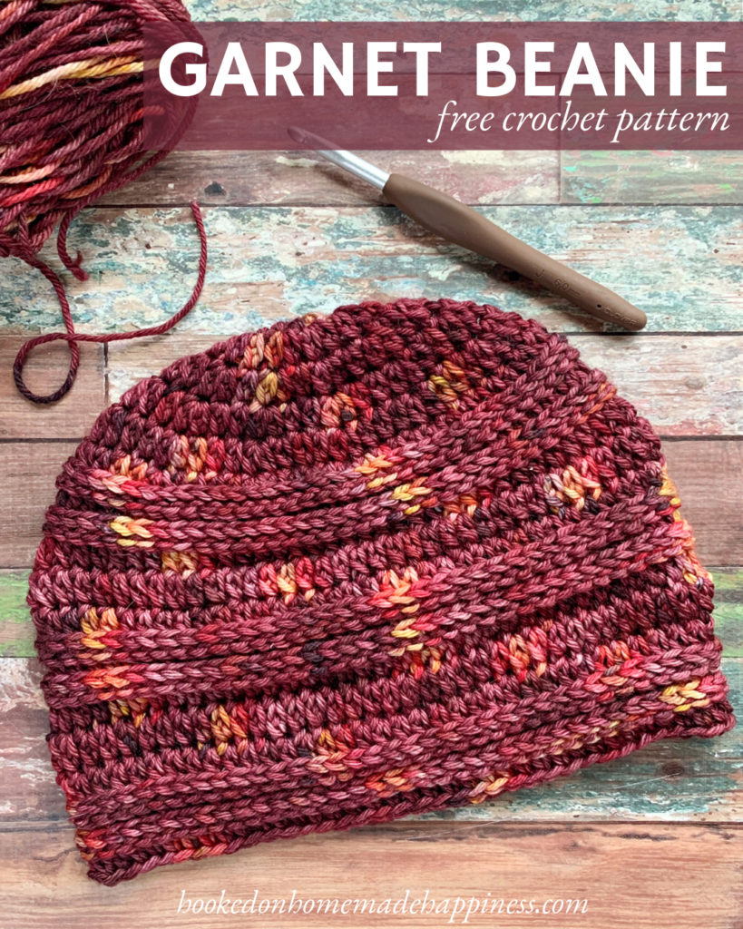 Garnet Beanie Crochet Pattern - The Garnet Beanie Crochet Pattern uses a variation of half double crochet and slip stitches to create this stretchy, textured, and knit-like ribbing. 