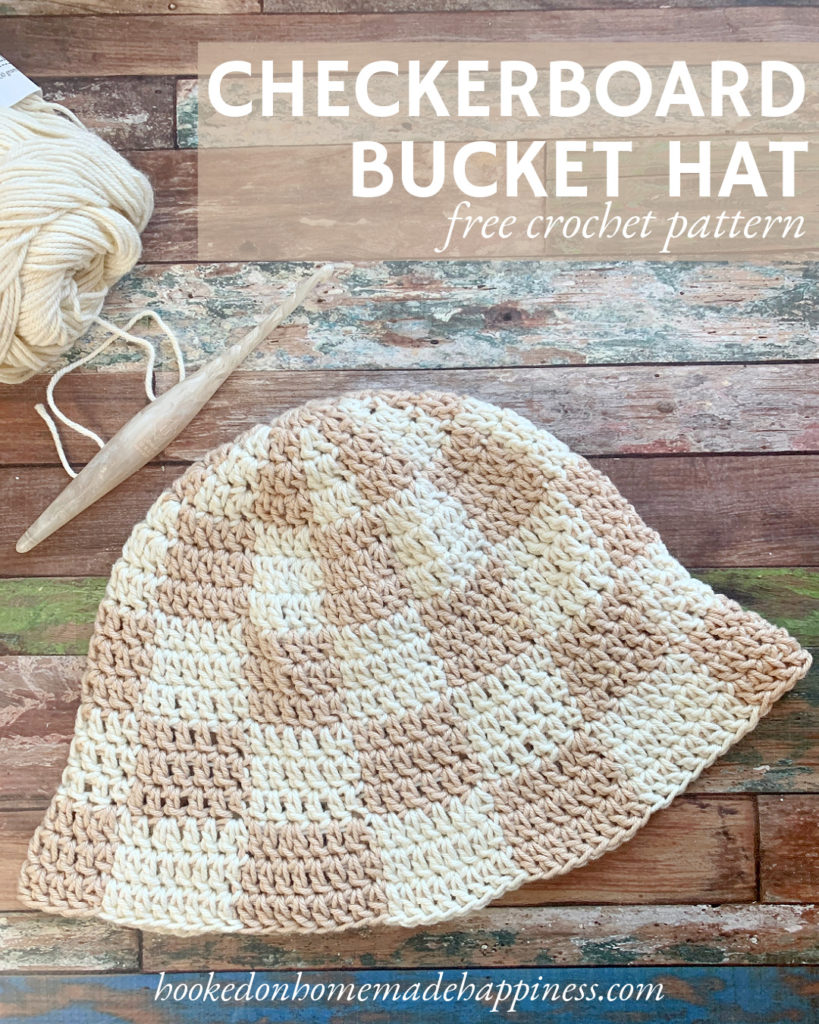Checkerboard Bucket Hat Crochet Pattern - The Checkerboard Bucket Hat Crochet Pattern is an adorable hat that is much easier than it looks! There is a full video tutorial included showing how to change colors and carry the yarn throughout.