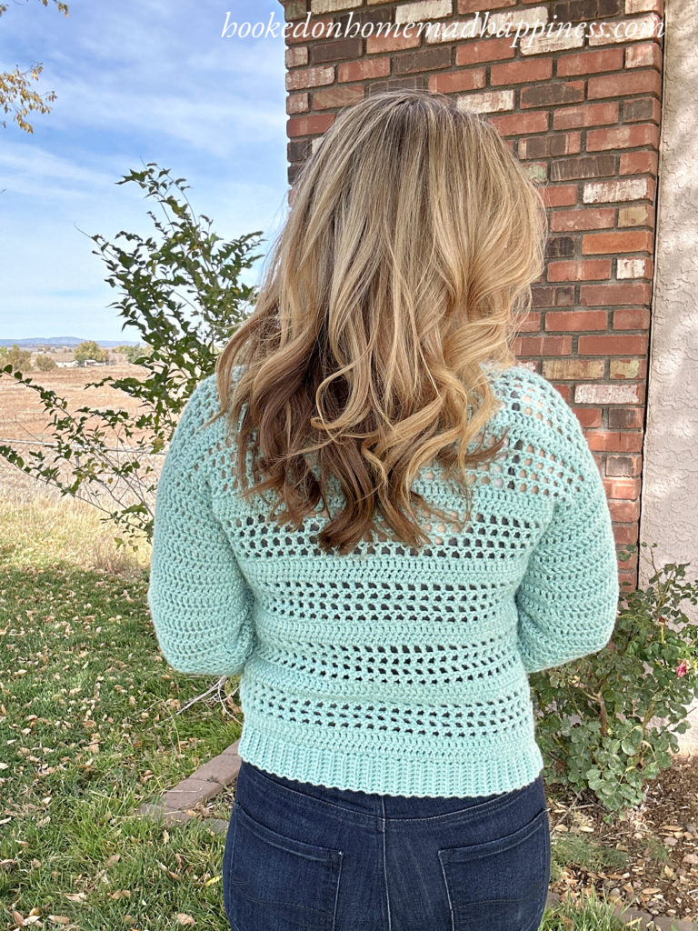 Simple Eyelet Sweater Crochet Pattern - Hooked on Homemade Happiness
