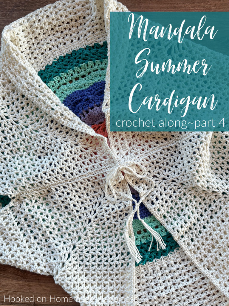 Welcome to Part 4 of the Mandala Summer Cardigan CAL! This week we will finish by sewing our square to create a cardigan and adding the tie front.
