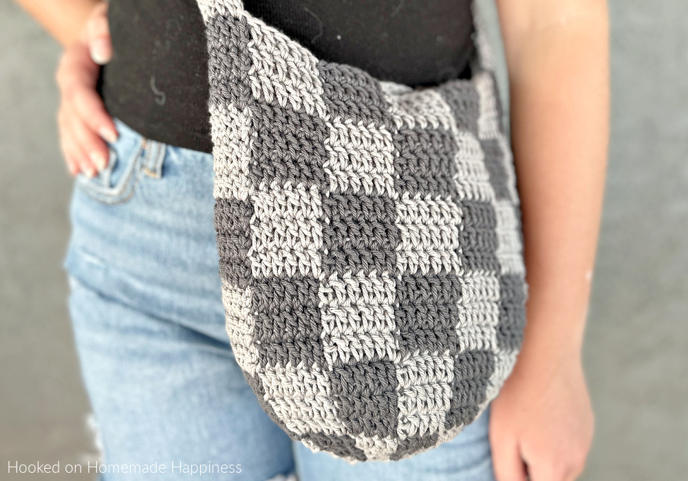 Trendy crochet checkered bag tutorial 