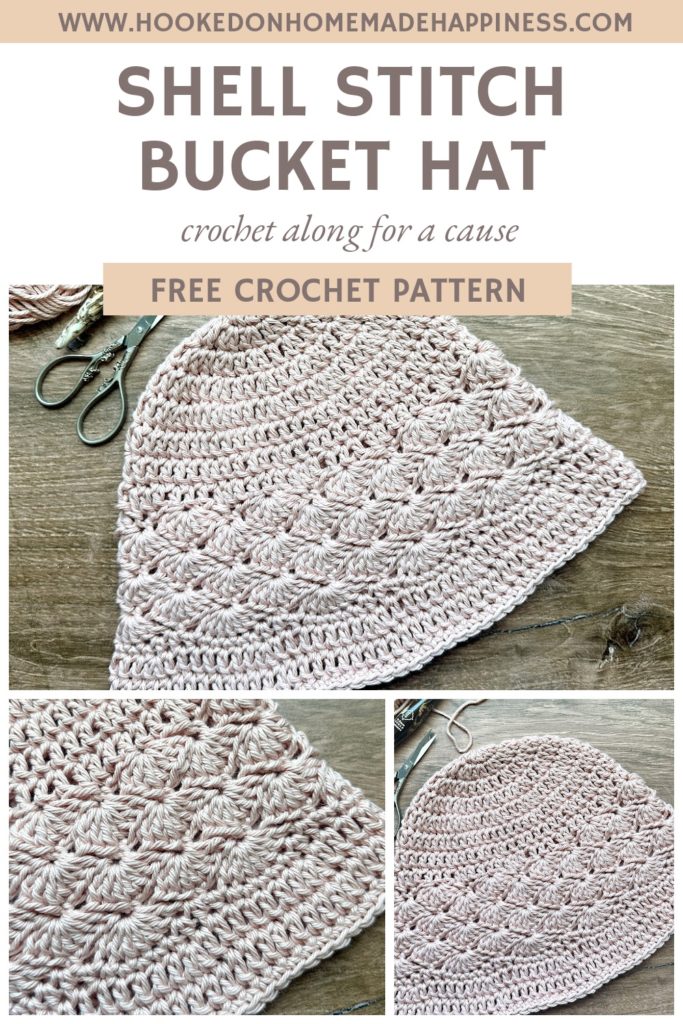 Shell Stitch Bucket Hat Crochet Pattern - The Shell Stitch Bucket Hat Crochet Pattern is a quick, summer hat. It features a simple shell texture above a slightly flared brim.