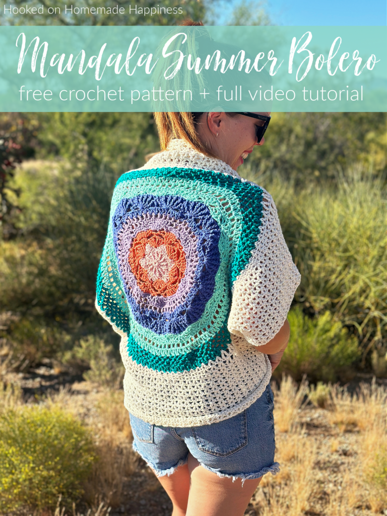 Mandala Summer Bolero Crochet Pattern - The Mandala Summer Bolero Crochet Pattern is a lightweight cocoon style cardigan that is perfect for summer! There is a full video tutorial included.
