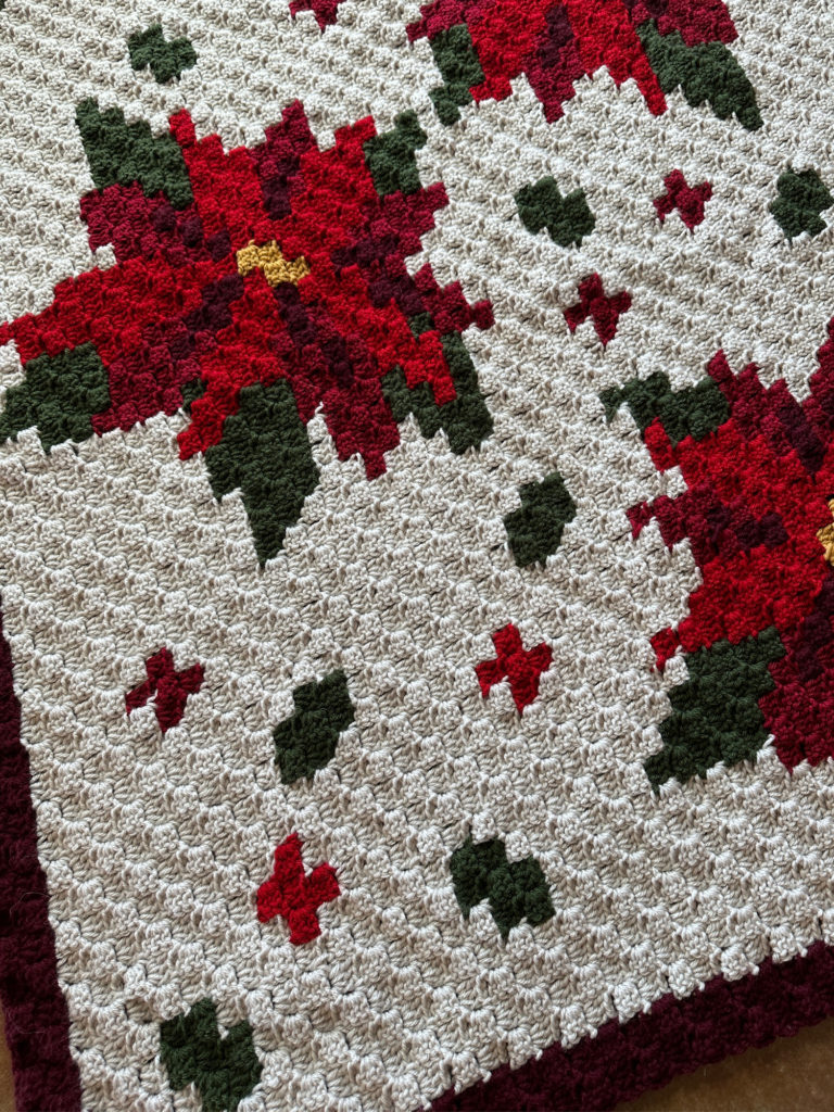 Christmas Poinsettia Blanket C2C Crochet Pattern