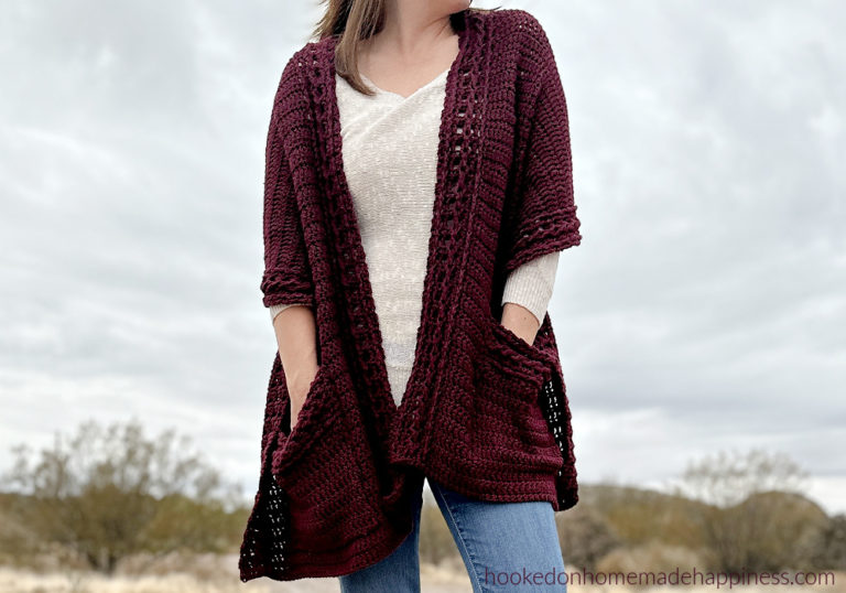 Braided Cable Pocket Shawl Crochet Pattern