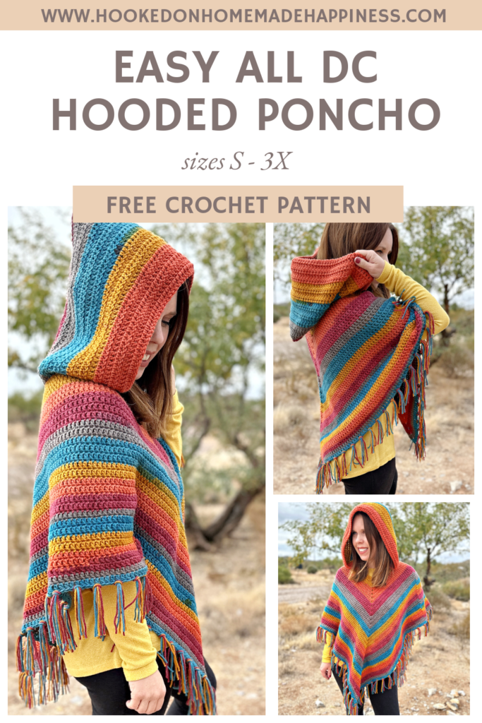 Easy All Double Crochet Hooded Poncho - Hooked on Homemade Happiness