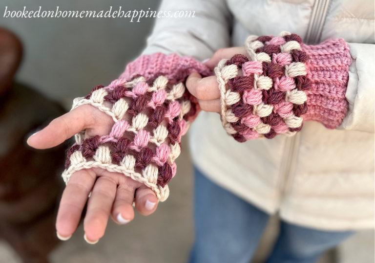 Puff Stitch Fingerless Gloves Crochet Pattern