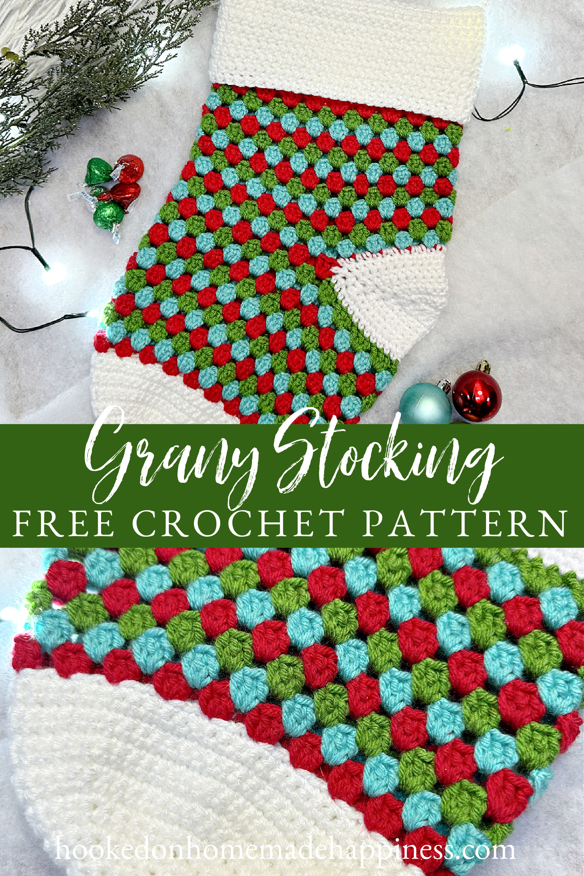 Granny Christmas Stocking Crochet Pattern - Hooked on Homemade Happiness