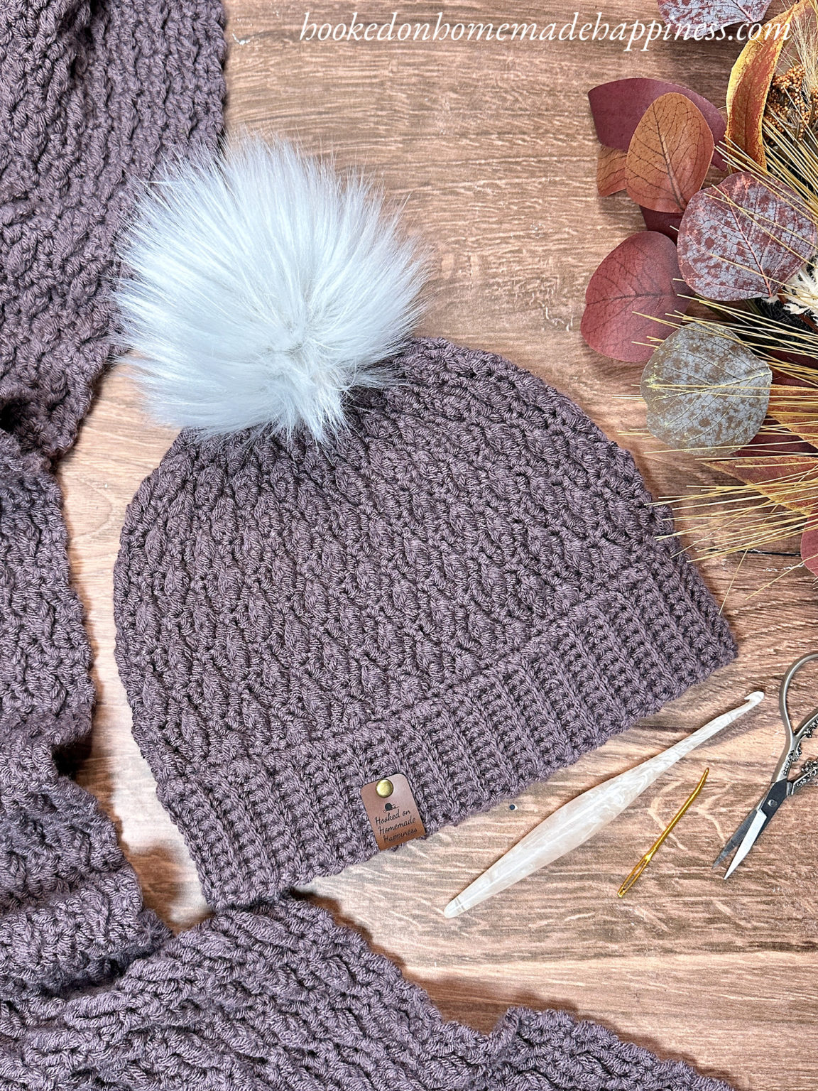 Falling Leaves Beanie Crochet Pattern - Hooked on Homemade Happiness