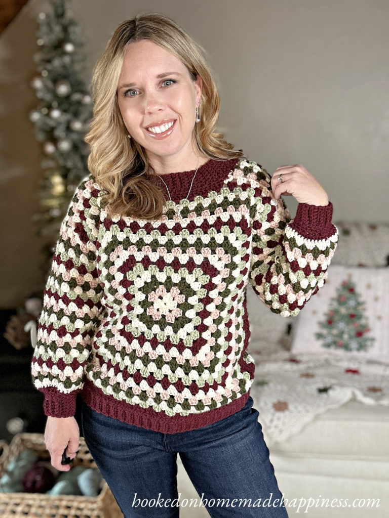 Christmas Granny Square Sweater Crochet Pattern