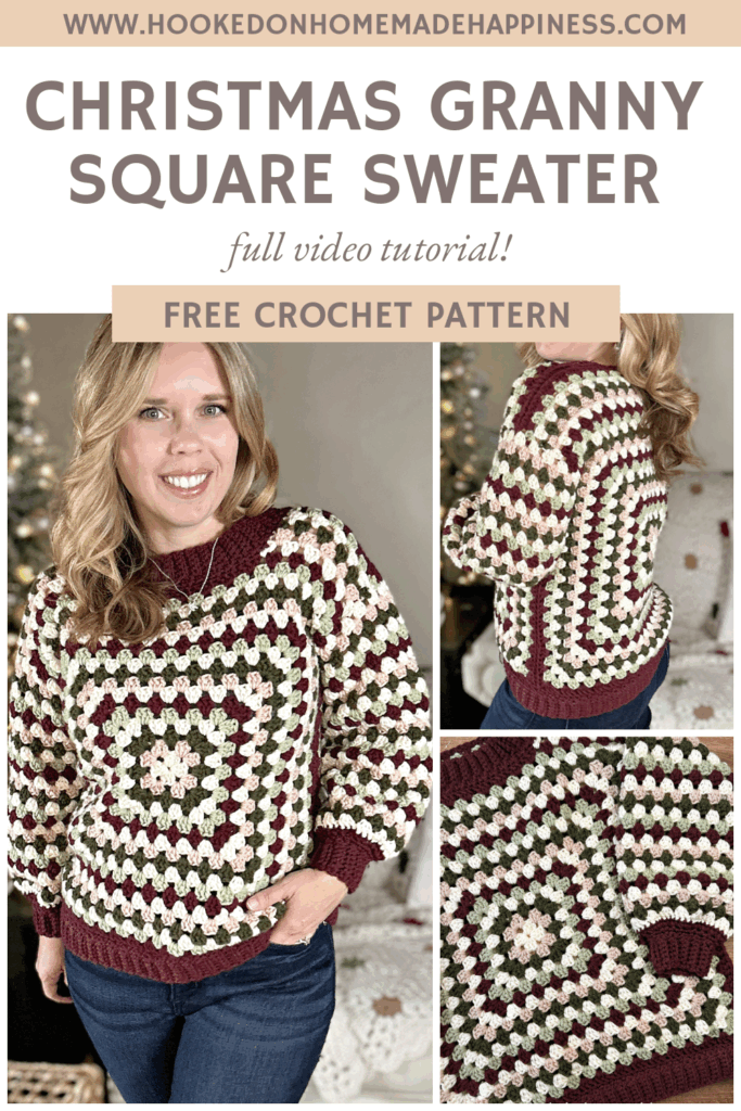 Christmas Granny Square Sweater Crochet Pattern