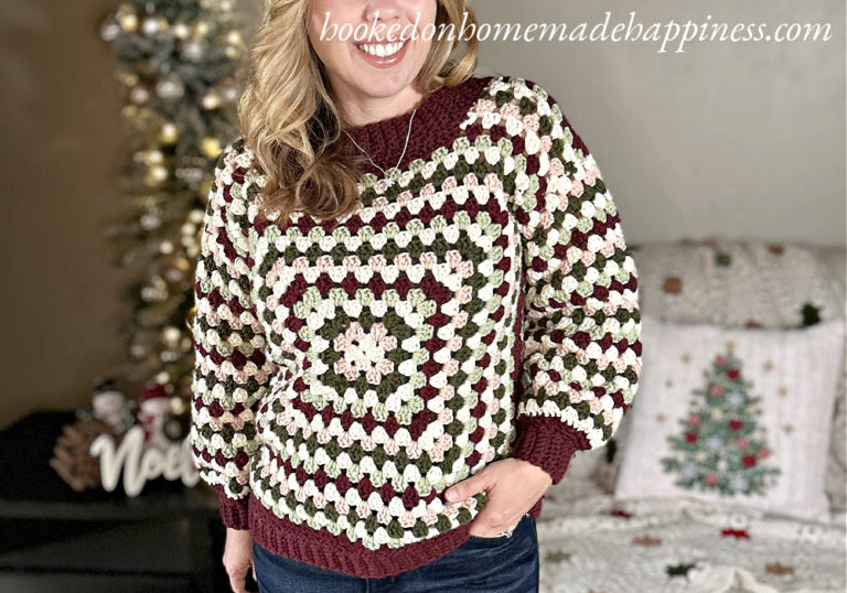 Christmas Granny Square Sweater Crochet Pattern